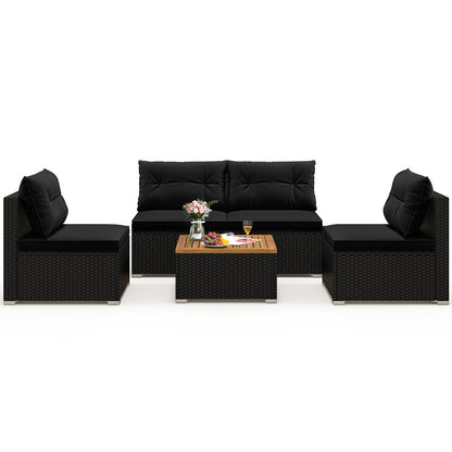5 Piece Outdoor Furniture Set with Solid Tabletop and Soft Cushions