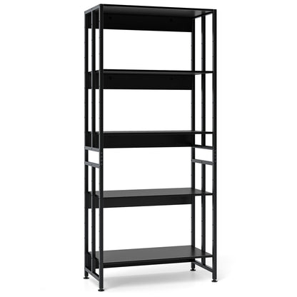 5-Tier Bookshelf with Adjustable and Tiltable Shelves