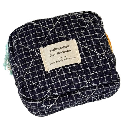 Portable Canvas Plaid Coin Purse
