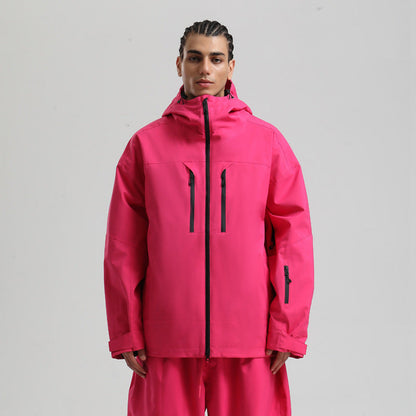 Men's Waterproof Breathable And Loose Zip Ski Suit Jacket