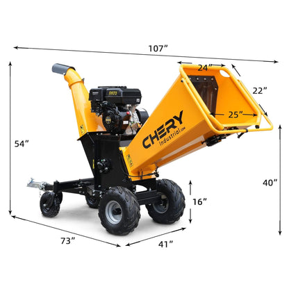 Heavy-Duty 6-Inch 420CC 15HP Gas Wood Chipper Shredder Mulcher With Tow Bar & Safety Stop Bar (SAK42731)