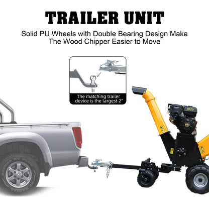 Heavy-Duty 6-Inch 420CC 15HP Gas Wood Chipper Shredder Mulcher With Tow Bar & Safety Stop Bar (SAK42731)