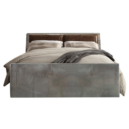 Brancaster - Queen Bed - Retro Brown Top Grain Leather & Aluminum