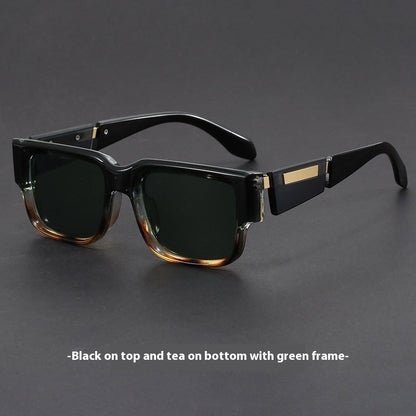 Gray Blue Square Thick Frame Sunglasses UV-proof Retro Simple Sun Glasses