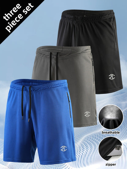 Men's Shorts Fashion Casual Quick-drying Outdoor Training Five-point Zipper Pocket