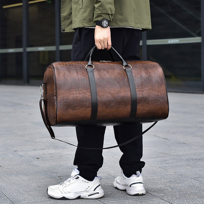 Men's Fashion Personalized Outdoor Sports Crocodile Pattern Travel Bag
