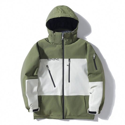 Men's And Women's Thickened Warm Color Matching Windproof Waterproof Jacket