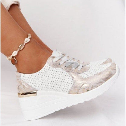 Plus Size Casual Platform Dad Shoes Lace-up Wedge Sports Women