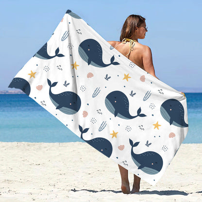 Printed Microfiber Quick-drying Beach Summer Sunscreen Shawl Double-sided Velvet Swimming Towel