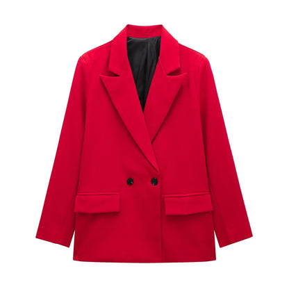Summer Casual Relaxed-fit Double-breasted Blazer