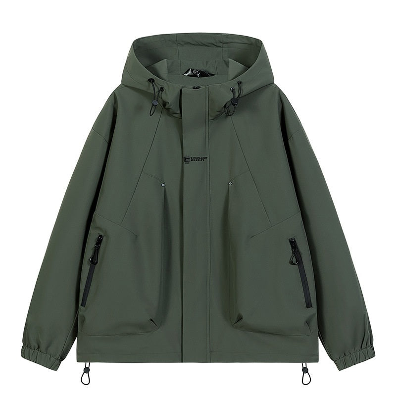 Workwear Outdoor Trendy Jacket Hooded Waterproof Windproof Single Jacket Coat