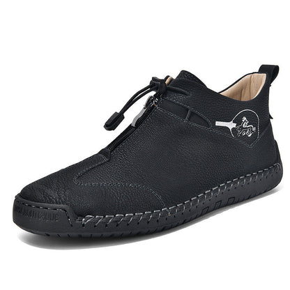 Casual Men's Leather Shoes Travel Middle-aged Doudou Light And Comfortable