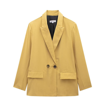 Summer Casual Relaxed-fit Double-breasted Blazer