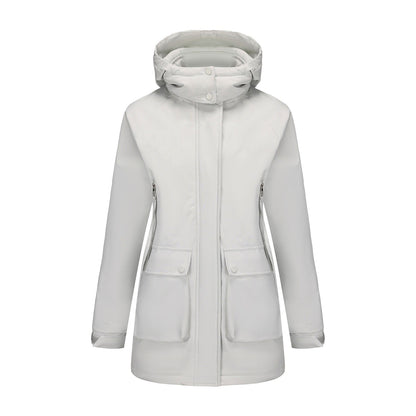 Parka Fleece Padded Coat Shell Jacket Waterproof Lady Fall Winter Coat