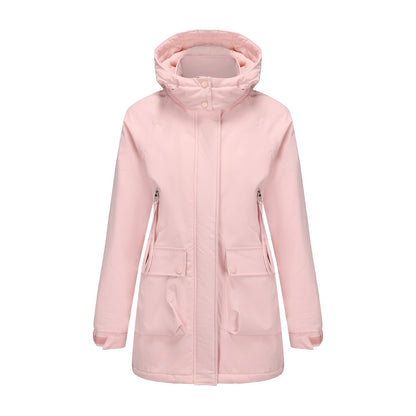 Parka Fleece Padded Coat Shell Jacket Waterproof Lady Fall Winter Coat