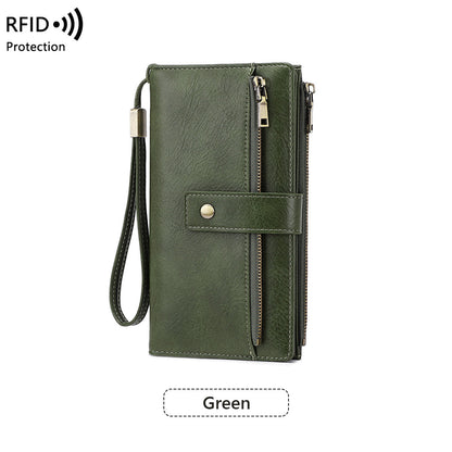Anti-magnetic Womens Multi-Card Trifold Long Fashion Wallet