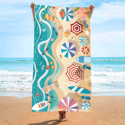 Moisture Absorption Quick-drying And Soft Skin-friendly Double-sided Velvet Beach Towel Polyester Brocade