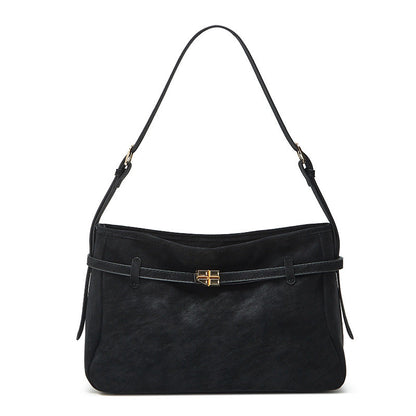 Retro Tote Bag With Belt Buckle Large-capacity Shoulder Bag