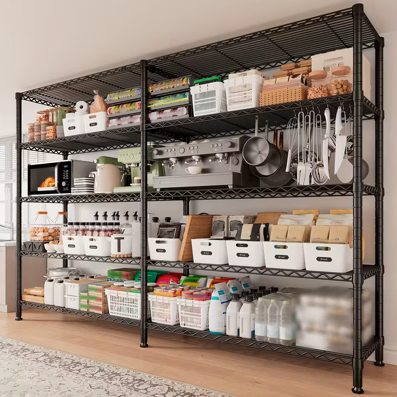 3/4/5/6/7/8 Tier Storage Shelves-Adjustable Wire Shelving Rack-Multi Sizes