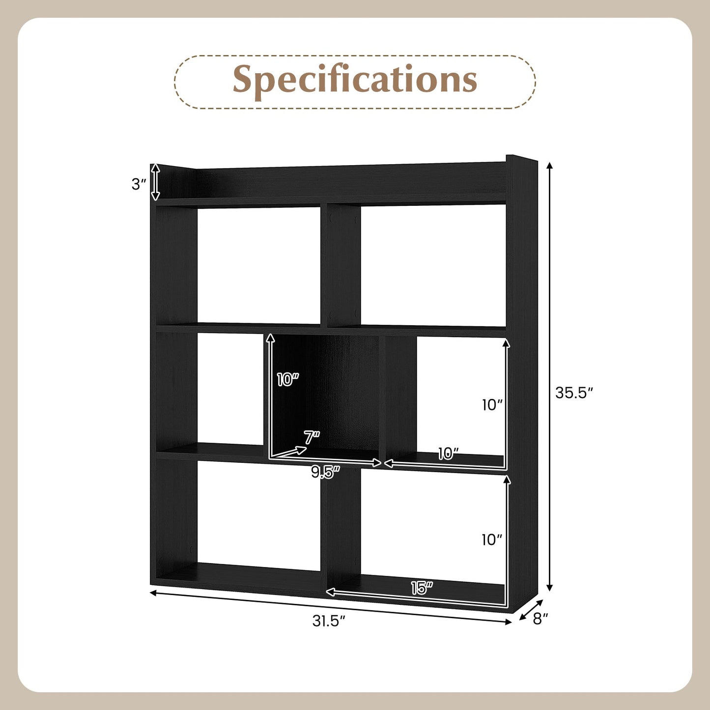 7 Cubes Open-back Bookshelf with Anti-Toppling Devices