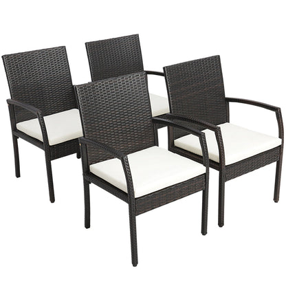 7 Pieces Patio Rattan Dining Set with Umbrella Hole-L