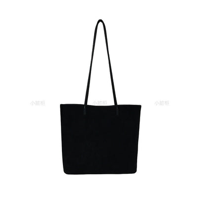 Retro Suede-Like Fabric Simple Handheld Shoulder Tote Bag