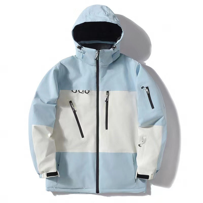 Men's And Women's Thickened Warm Color Matching Windproof Waterproof Jacket