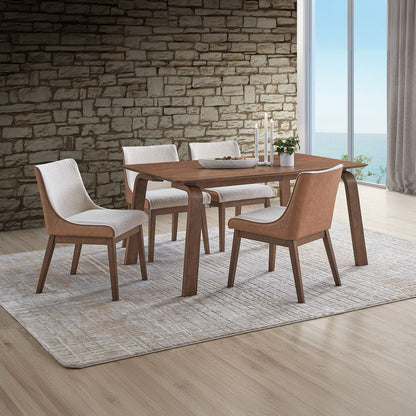 Ginny - Side Chair (Set of 2) - White Boucle, Brown Velvet & Walnut
