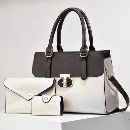 Fashionable New Contrast-color Patchwork Mother-and-child Bag