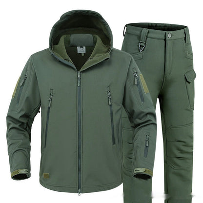Soft Shell Shark Skin Windproof Waterproof Fleece-lined Camouflage Jacket For Men