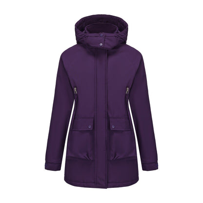 Parka Fleece Padded Coat Shell Jacket Waterproof Lady Fall Winter Coat