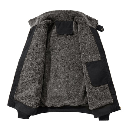 Winter Fleece Cotton Coat For Men, Fleece-lined And Thickened Cotton Jacket
