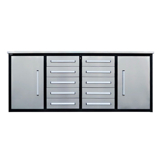 7ft Heavy Duty Workbench with 10 Drawers & 2 Cabinets