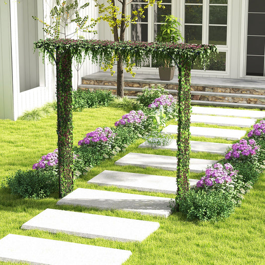 81 Inch Garden Arbor Metal Archway for Climbing Plants-Black