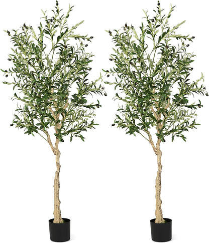 6 Feet Artificial Olive Tree in Cement Pot