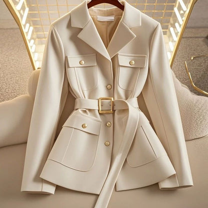 Women's Solid-Color Loose All-Match Cropped Waist-Cinching Coat