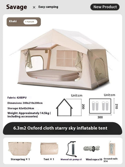 Automatic Inflatable Tent Outdoor Camping 6 Flat Star Vacancy Rainproof Winter Warm Thickened
