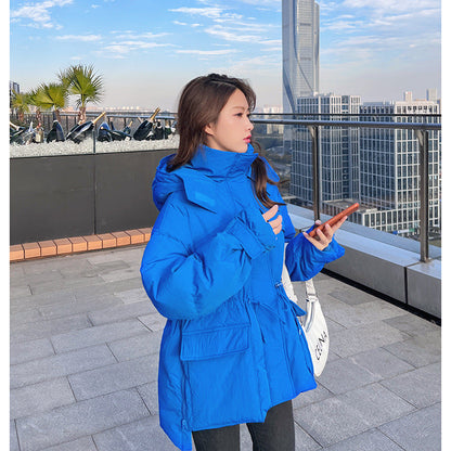 Winter Waist-tight Profile Down Jacket Mid-length Hooded Fashion Thickened White Duck