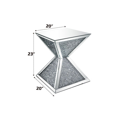 Noralie - End Table With Faux Diamonds - Mirrored