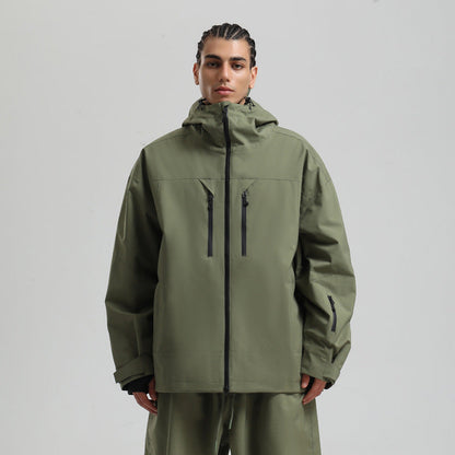 Men's Waterproof Breathable And Loose Zip Ski Suit Jacket