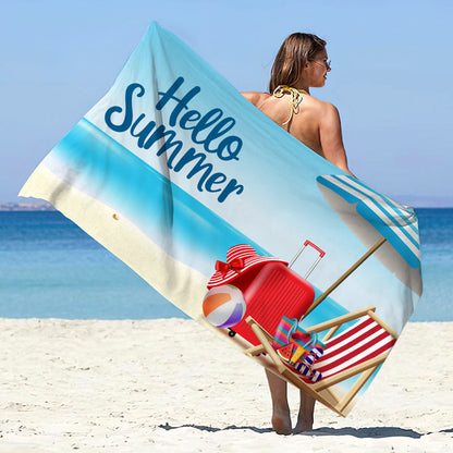 Printed Microfiber Quick-drying Beach Summer Sunscreen Shawl Double-sided Velvet Swimming Towel