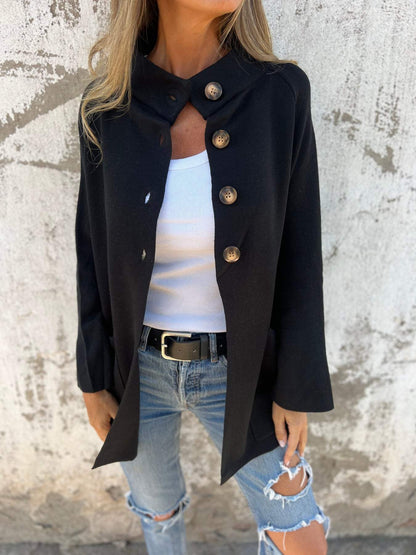 Ins Single Breasted Lapel Knitted Coat Fashion Pocket Long Sleeve Cardigan  Jacket Women's Clothing