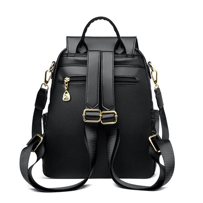 New Genuine Leather With Pendant High-value Female Student Travel Backpack