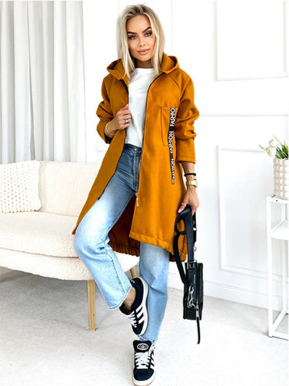 Hooded Sports Brushed Hoody Casual Long-sleeved Zipper Jacket