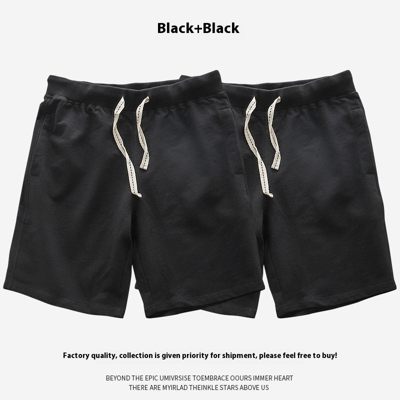 Loose Outer Wear Khaki Solid Color Casual Men's Shorts