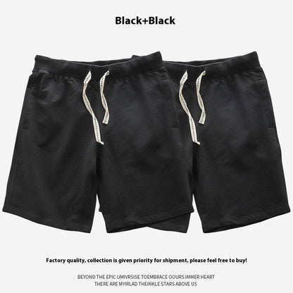 Loose Outer Wear Khaki Solid Color Casual Men's Shorts