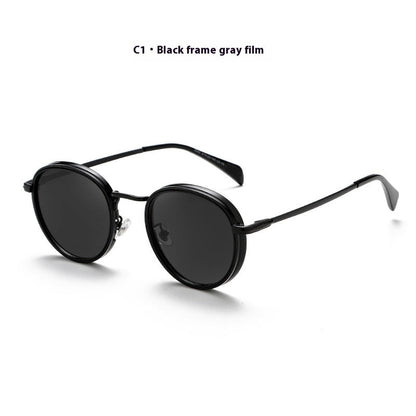 Round Frame Retro Sun Glasses Reflective Lenses