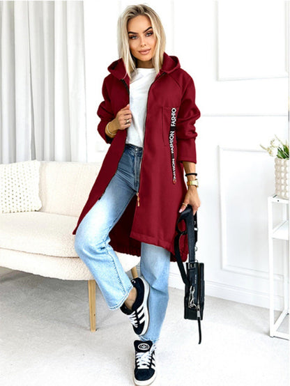 Hooded Sports Brushed Hoody Casual Long-sleeved Zipper Jacket