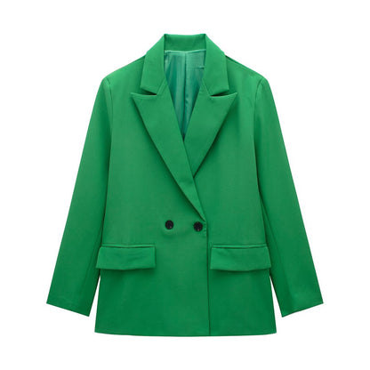 Summer Casual Relaxed-fit Double-breasted Blazer