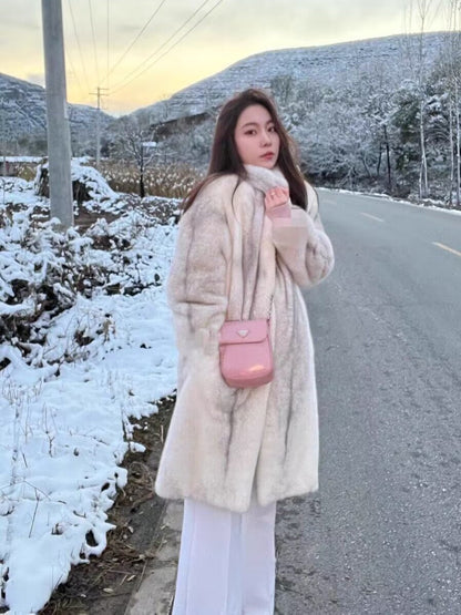Women's Cross-Design Mink Fur CoatFull-Fur Integrated Design